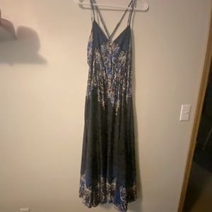 Free People Blue and Black print dress